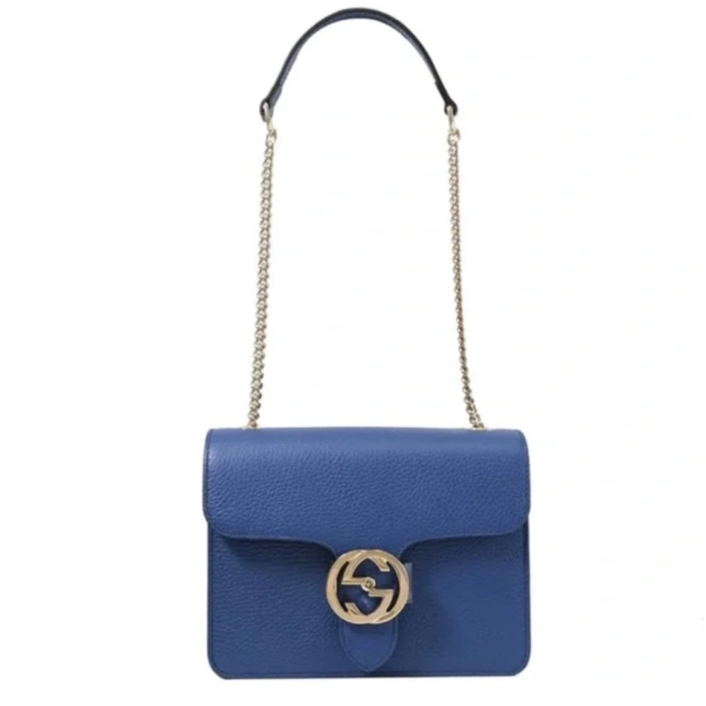 $2,450 New Authentic GUCCI Interlocking Blue Caspian Purse Chain bag